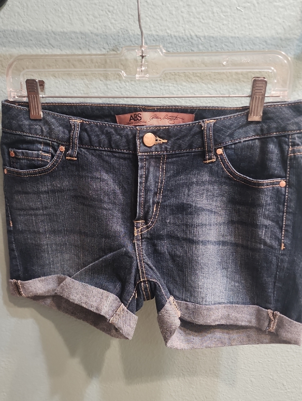 ABS Allen Schwartz Dark Blue Denim Cuffed Jean Shorts Size 26